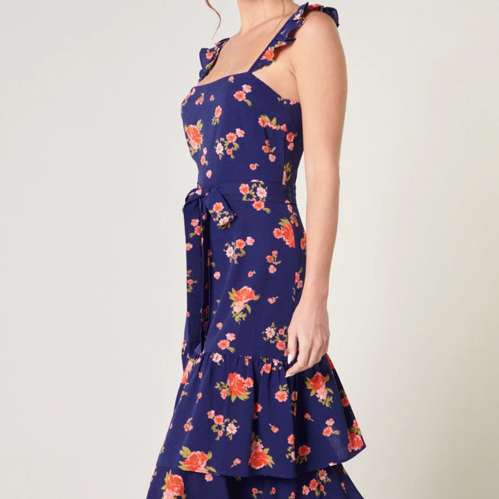 Roseanne Floral Guayana Ruffle Tiered Midi Dress